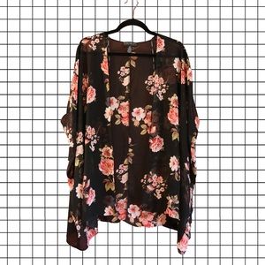 Black Floral Kimono